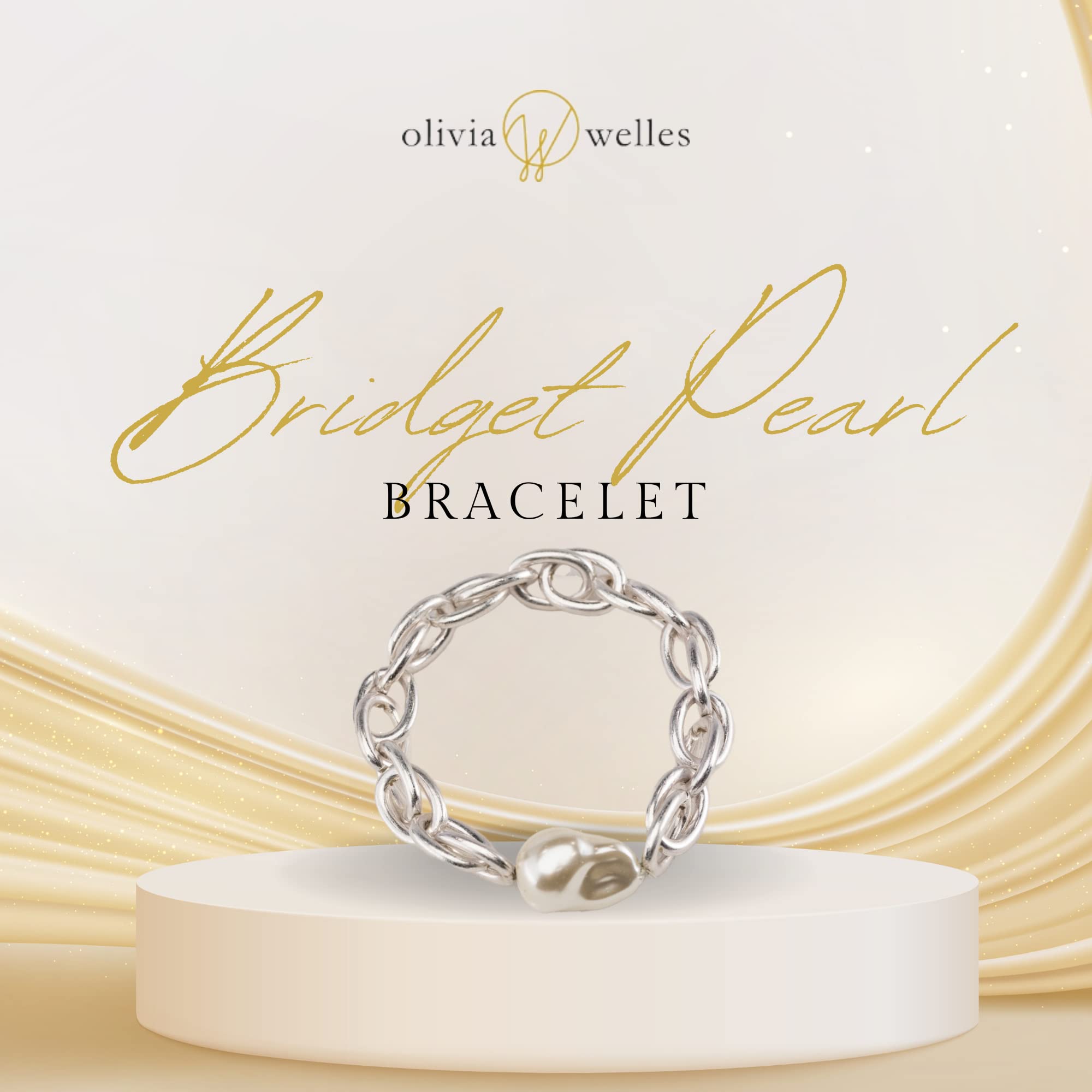 Olivia Welles Bridget Pearl Bracelets for Women in Chain Style, Dainty Bracelets for Women Trendy - A Statement in Luxury Jewelry Collection for Every Occasion