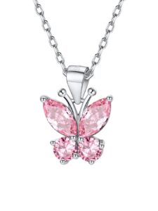 silvercute pink butterfly pendant necklace 925 sterling sterling silver cute insect animal pendant & chain for women