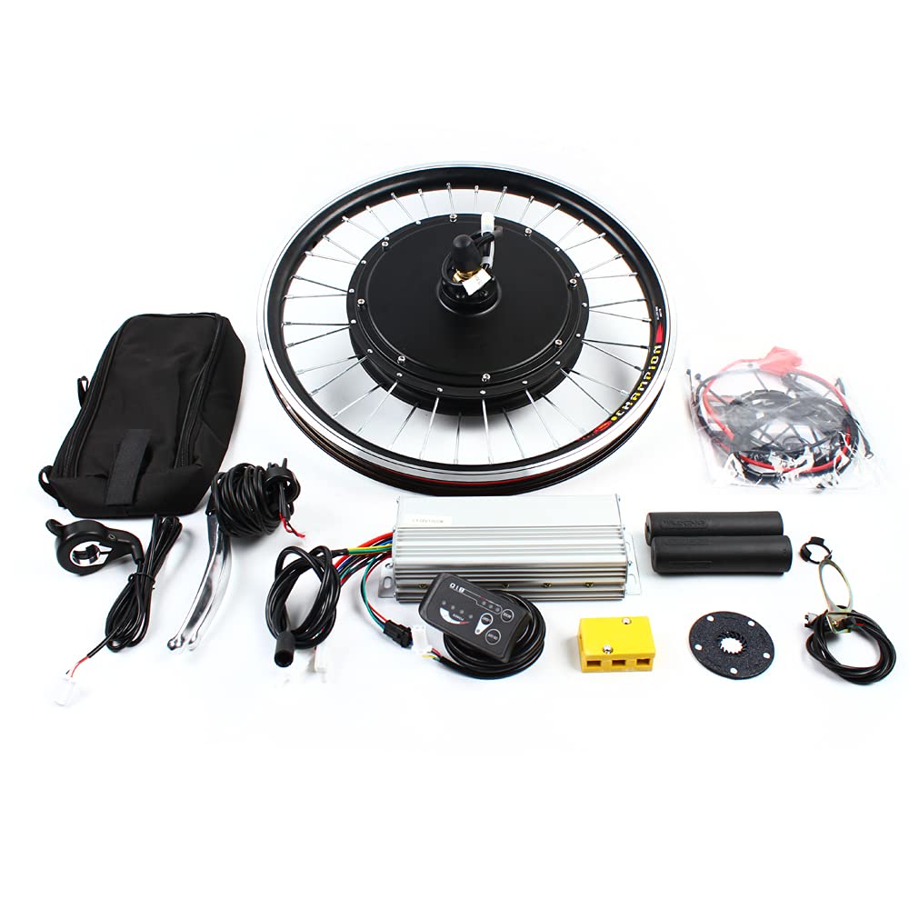 YIYIBYUS 20" Electric Bike Conversion Kit 1000W 48V Front Wheel Bicycle Brushless and Toothless Motor Kit with Controller E-Bike Front Hub Motor for 20Inch Bikes