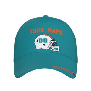 Miami Custom Hat Football Sports Caps Personalized Adjustable Any Name and Number Gifts for Dad Men Kids Fans