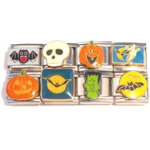 set of 8 different halloween italian charms