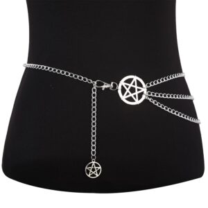 Waist Chain Belt Women Sexy Belly Chains Chain Belt with Chain Five-Pointed Star Waist Chain Belt