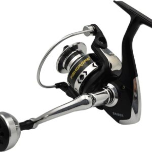 Fishdrops Fishing Reels Spinning, Lightweight Spinning Reel, 15.5 LBs Max Drag, 5.1:1/5.5:1 High Speed Ultra Smooth Powerful with CNC Aluminum Spool Spinning Reels Freshwater(Black/Gold)