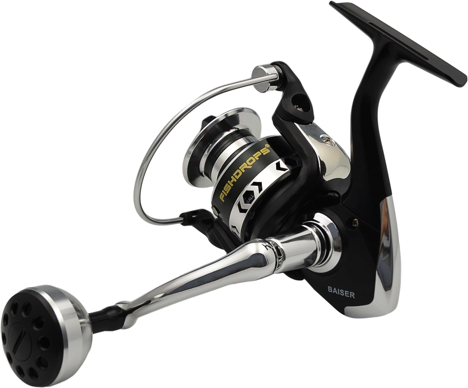 Fishdrops Fishing Reels Spinning, Lightweight Spinning Reel, 15.5 LBs Max Drag, 5.1:1/5.5:1 High Speed Ultra Smooth Powerful with CNC Aluminum Spool Spinning Reels Freshwater(Black/Gold)