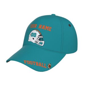 Miami Custom Hat Football Sports Caps Personalized Adjustable Any Name and Number Gifts for Dad Men Kids Fans