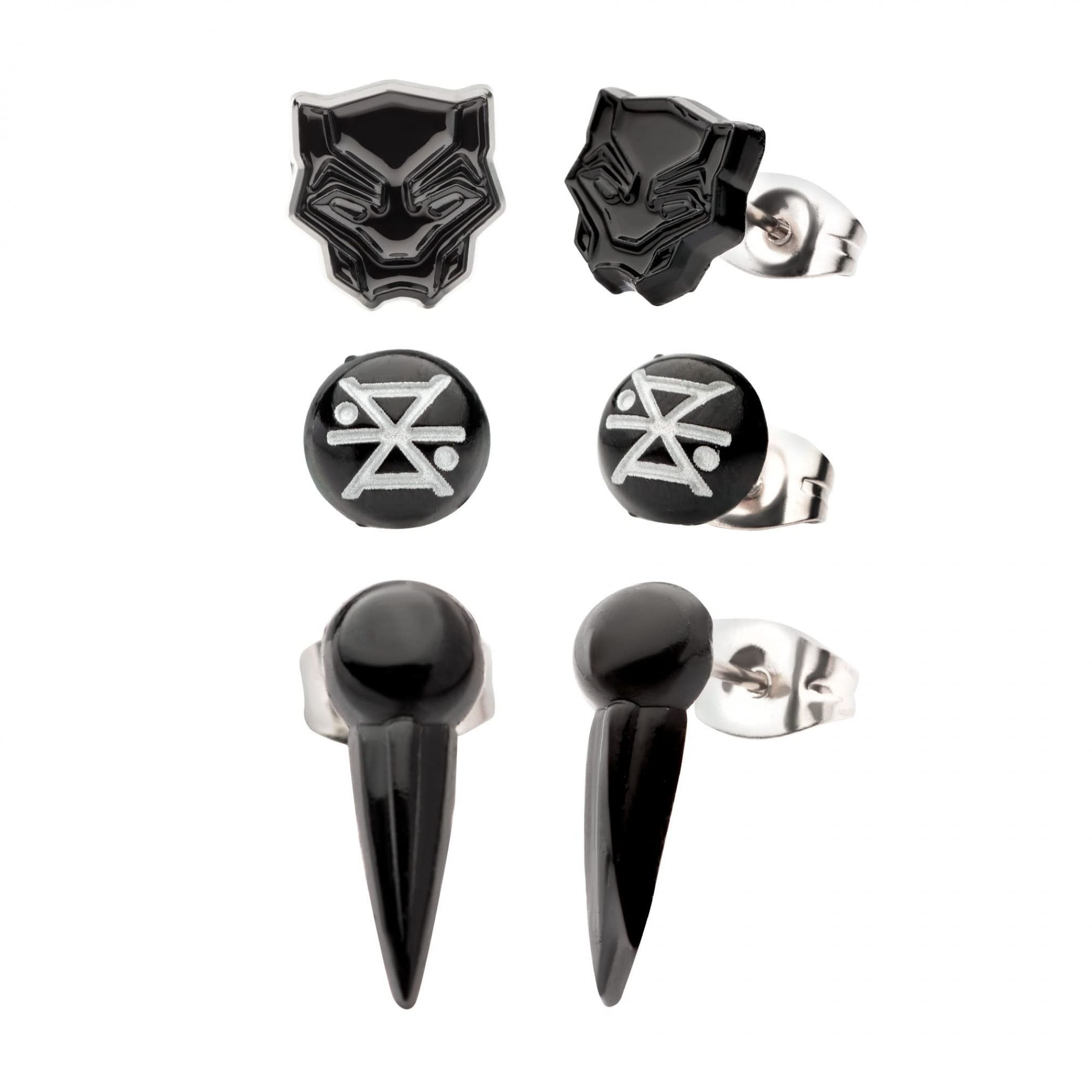 SalesOne LLC Marvel Black Panther Wakanda Forever Stud Earring 3-Pack