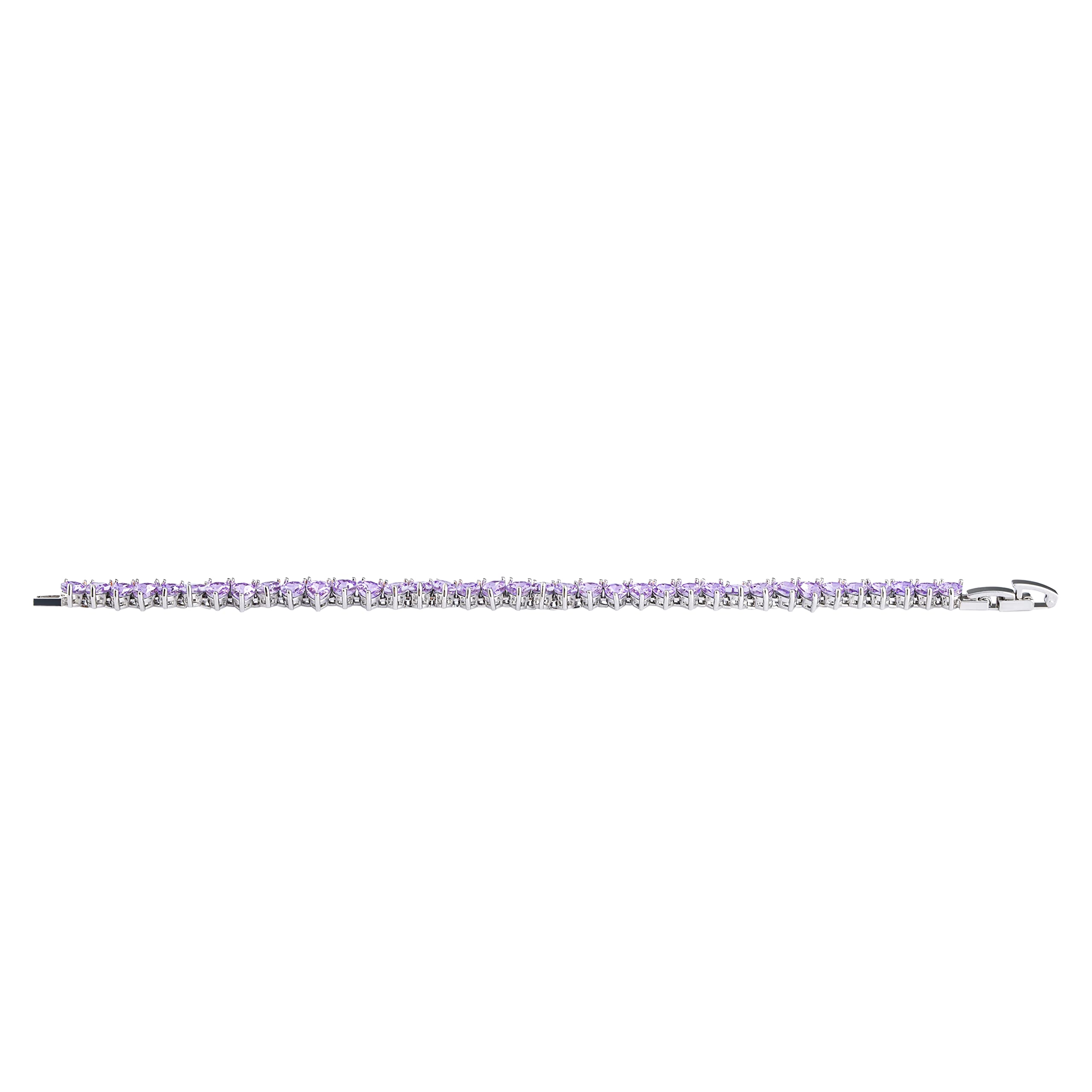 HVKI Women's Purple Heart Crystal 7 Inch Tennis Bracelet