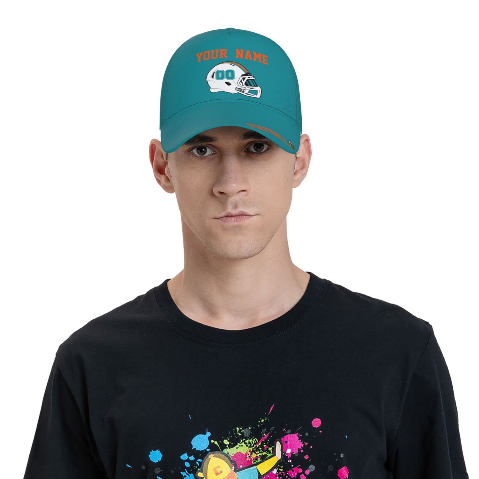 Miami Custom Hat Football Sports Caps Personalized Adjustable Any Name and Number Gifts for Dad Men Kids Fans