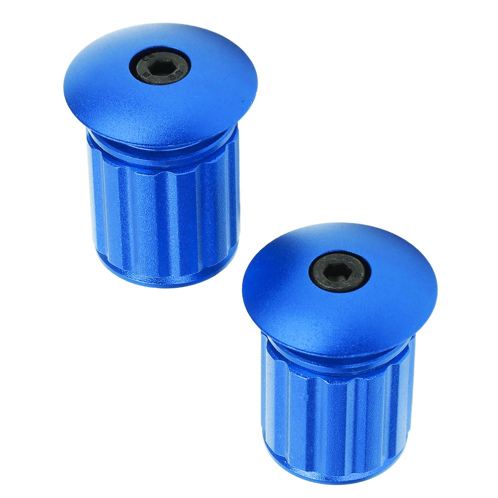 Aluminum Bike Handlebar End Plugs, 1 Pair Blue Expanding Locking Bar End Caps Bike Bar Ends for Road Mountain Bike Folding Bike