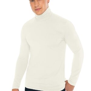 Derminpro Men's Thermal Fleeced Turtleneck Soft Slim Fit Long Sleeve Undershirt Off White Medium