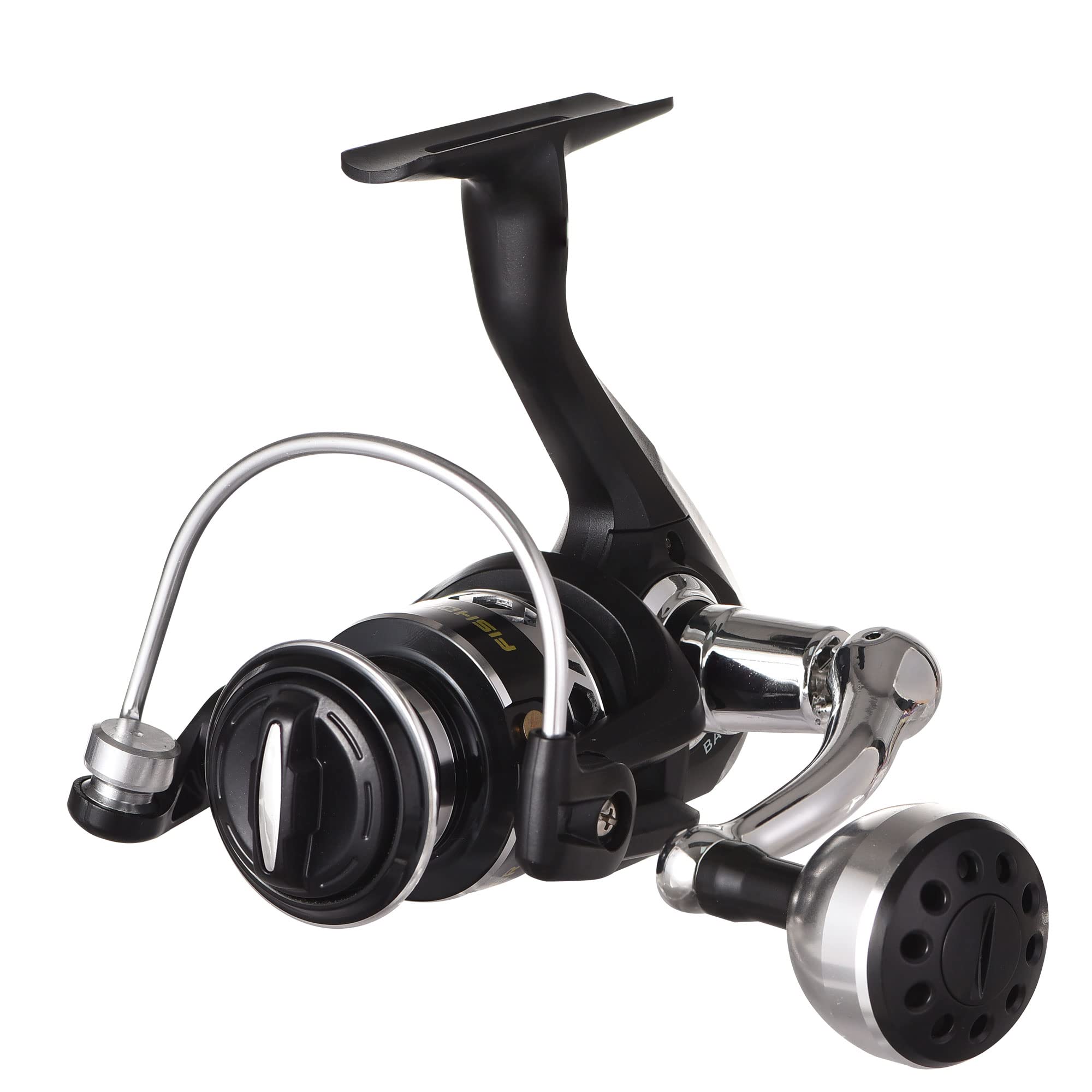 Fishdrops Fishing Reels Spinning, Lightweight Spinning Reel, 15.5 LBs Max Drag, 5.1:1/5.5:1 High Speed Ultra Smooth Powerful with CNC Aluminum Spool Spinning Reels Freshwater(Black/Gold)