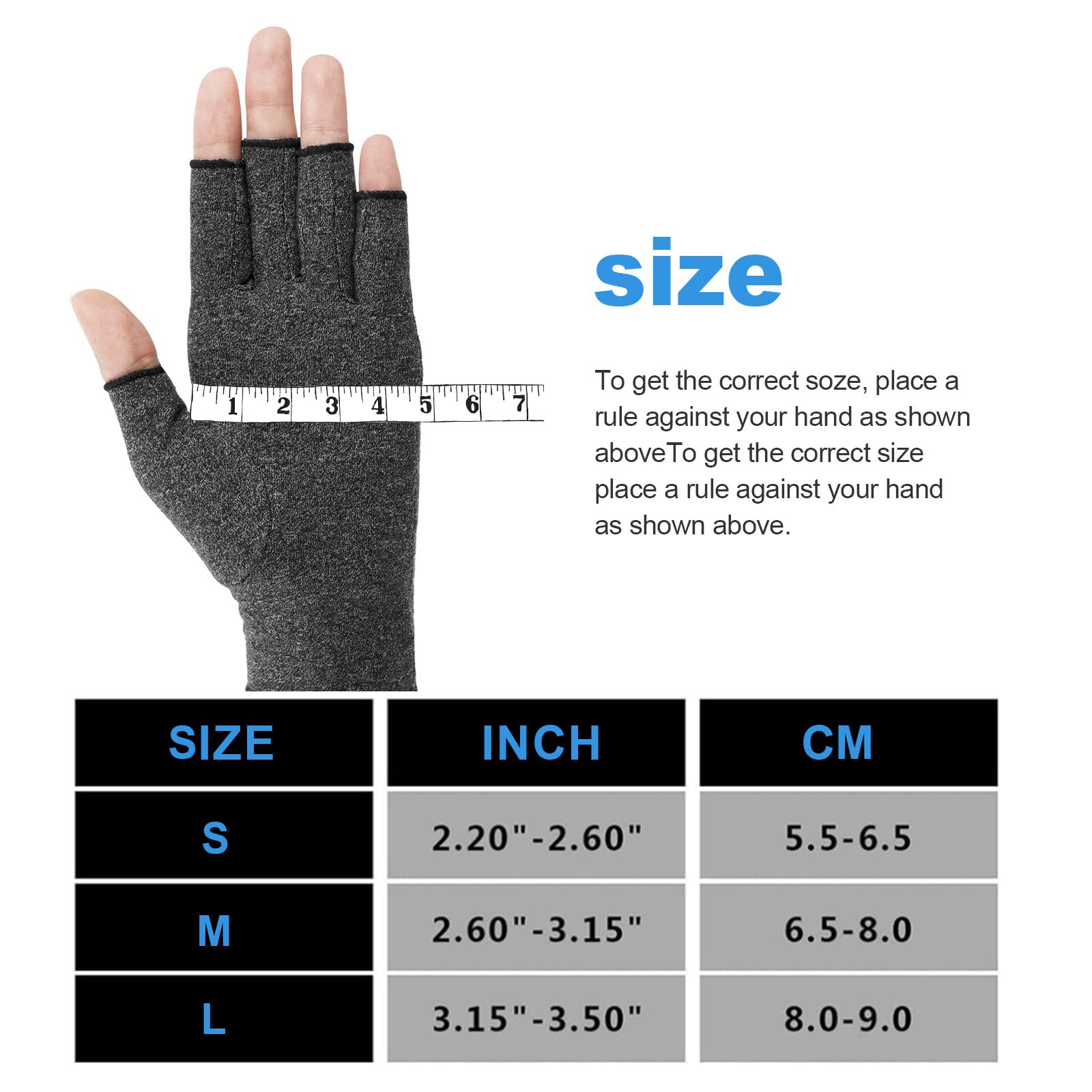 AOOWU Arthritis Gloves for Women Men, Arthritis Pain Relief Gloves Fingerless Gloves Hand Warmers Gloves Carpal Tunnel Rheumatiod Tendonitis Fingerless Hand Thumb Compression Gloves Mother Gifts-L