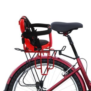 Rear Child Bike Seat,Kids Bike Seat, Rear Mounted Kids Bike Seat with Seat Cushion,Back Child Seat for Bike Suitable for Children 6 months -6 years old,for Most of Mountain Bikes with Beam (Red)