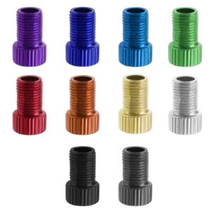 ecsing 20pcs presta valve adaptors bicycle presta to schrader converter with rubber o-ring for road bikes folding bikes mountain bikes 10 colours 2pcs each colour