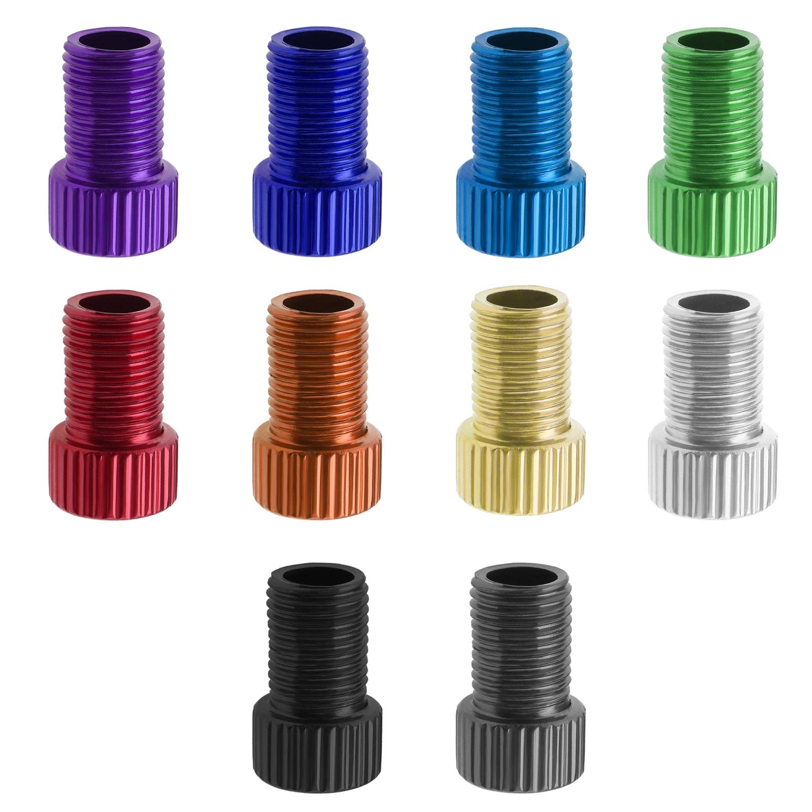 ECSiNG 20PCS Presta Valve Adaptors Bicycle Presta to Schrader Converter with Rubber O-Ring for Road Bikes Folding Bikes Mountain Bikes 10 Colours 2PCS Each Colour