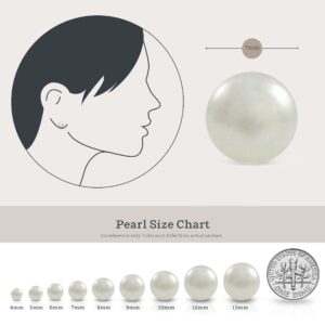 KEZEF Pearl Stud Earrings for Women 14K Real Gold Freshwater Cultured Pearl Earrings - 6.5-7mm Pearls