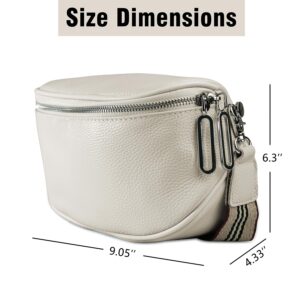 ZOSIVEB Genuine Leather Women's Crossbody Shoulder Sling Bags/Satchel Bag/Cowhide Saddle Bag/Chest Bag/Shoulder Messenger Bag (White)