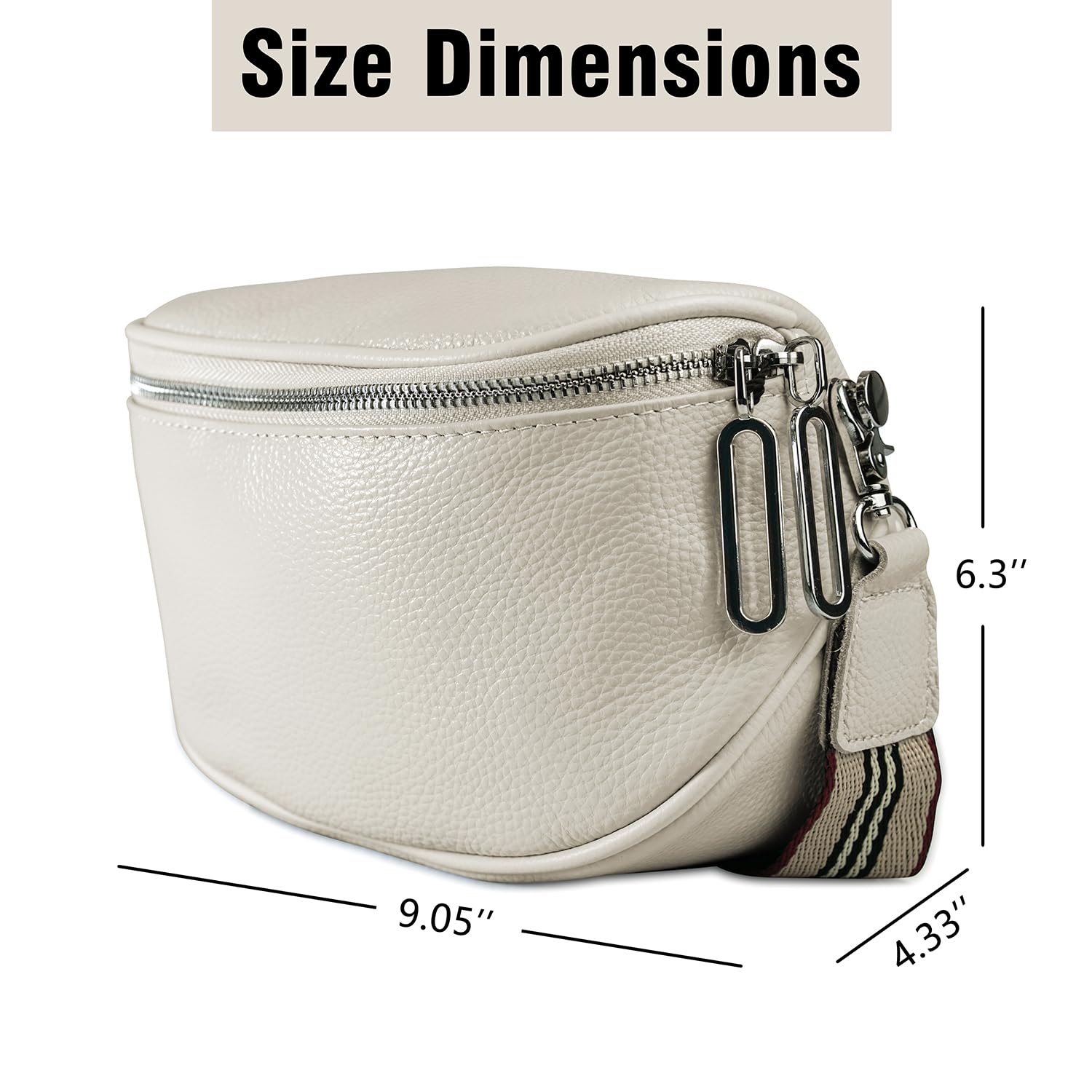 ZOSIVEB Genuine Leather Women's Crossbody Shoulder Sling Bags/Satchel Bag/Cowhide Saddle Bag/Chest Bag/Shoulder Messenger Bag (White)