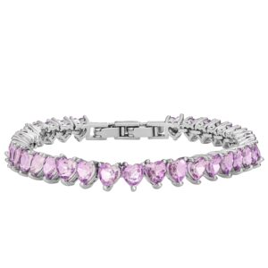 hvki women's purple heart crystal 7 inch tennis bracelet