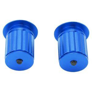 Aluminum Bike Handlebar End Plugs, 1 Pair Blue Expanding Locking Bar End Caps Bike Bar Ends for Road Mountain Bike Folding Bike