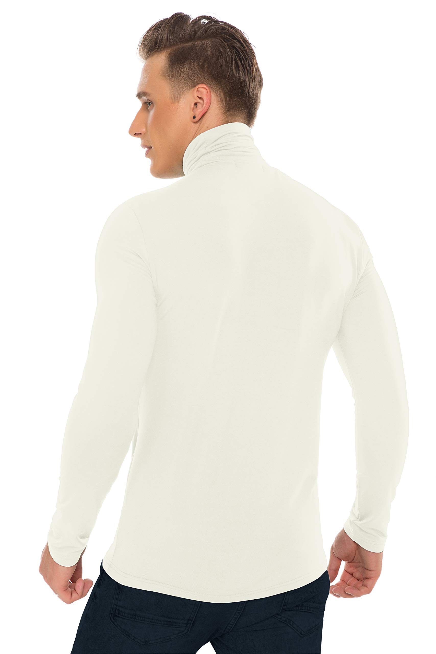 Derminpro Men's Thermal Fleeced Turtleneck Soft Slim Fit Long Sleeve Undershirt Off White Medium