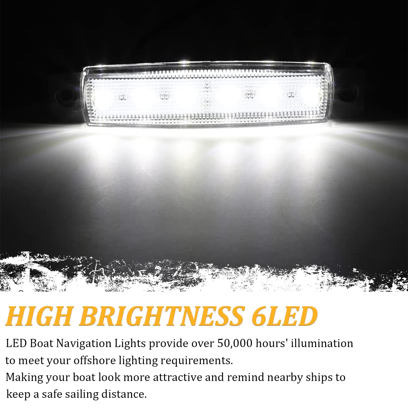 PSEQT LED Boat Navigation Lights Marine Interior Courtesy Light Strip Deck Transom Cockpit Lighting 3.8'' 6LED 12V Waterproof Lamp w/Smoked Lens for Fishing Pontoon Kayak Yacht Sailboat (White 10Pcs)