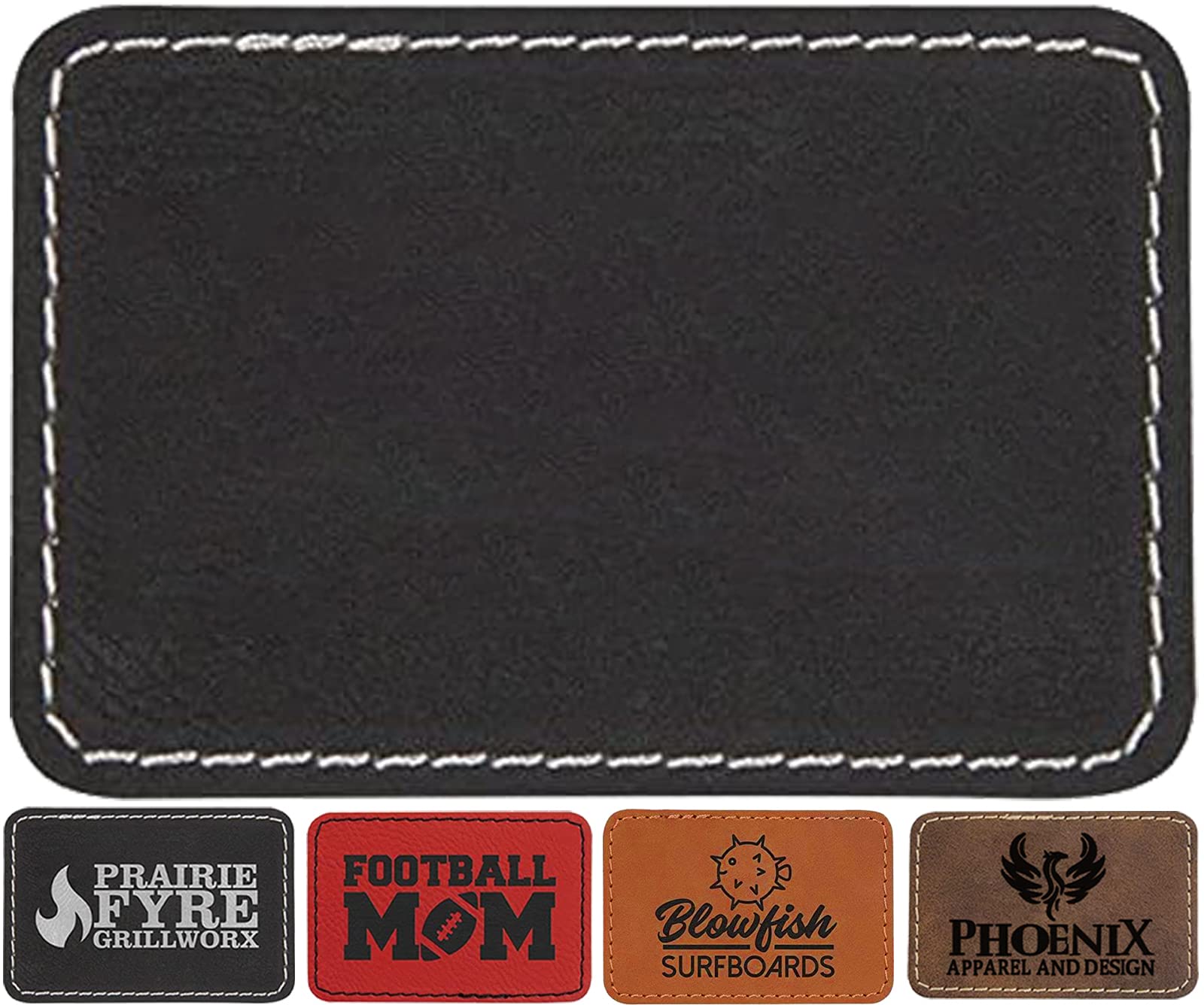 Black Leather Patches for Hats,Blank Laser Engraving Leatherette Sheets,Laserable Engrave Faux Leather with Adhesive Heat Press/Transfer Iron-on(30 Pcs/Rectangle/3 inch×2 inch)