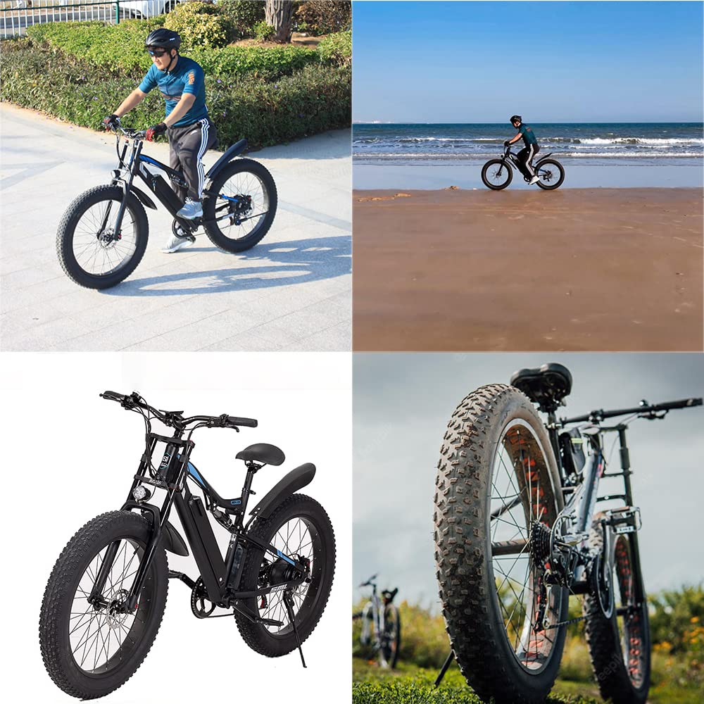 BUCKLOS 26 inch 4.0 Fat Tire Electric Bike Air Suspension Fork, 180mm Travel Spacing Hub 135mm 1 1/8 Straight Tube MTB Manual Lockout 9mm QR Mountain Bike Double Shoulder Ebike Front Forks