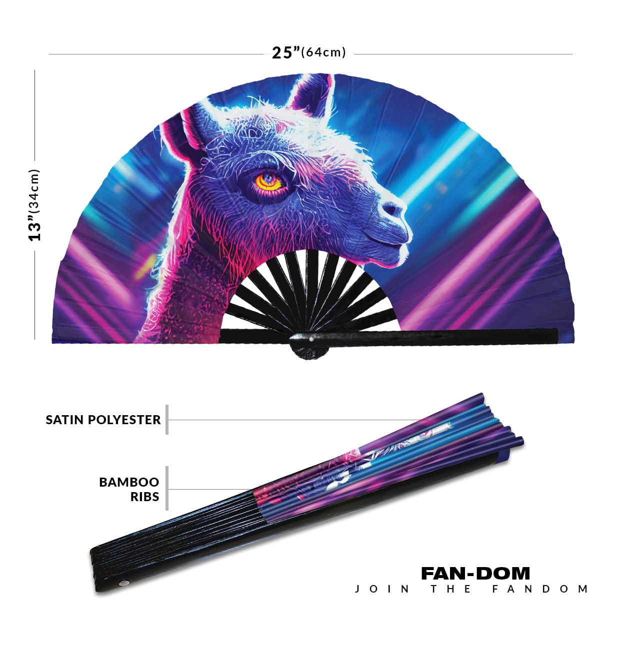 Llama Neon Hand Fan Foldable Bamboo Circuit Rave Hand Fans Alpaca Rainbow Galaxy Party Gear Gifts Music Festival Rave Accessories (Style 6)