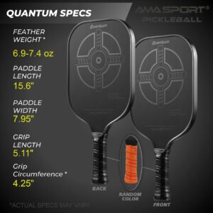 Quantum Pickleball Paddle JC003 - Featherweight Carbon Friction Textured Surface with High Grit & Spin and Agility, Super Lightweight Pickleball Rackets with Highly Flexible and Fast Shot