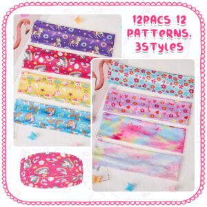 Juexica 12 Pieces Wide Headbands for Girls Cute Elastic Butterfly Unicorn Tie Dye Floral Hair Bands No Slip Soft Heart Stretch Headbands Princess Hair Accessories for Children Kids Sports Yoga