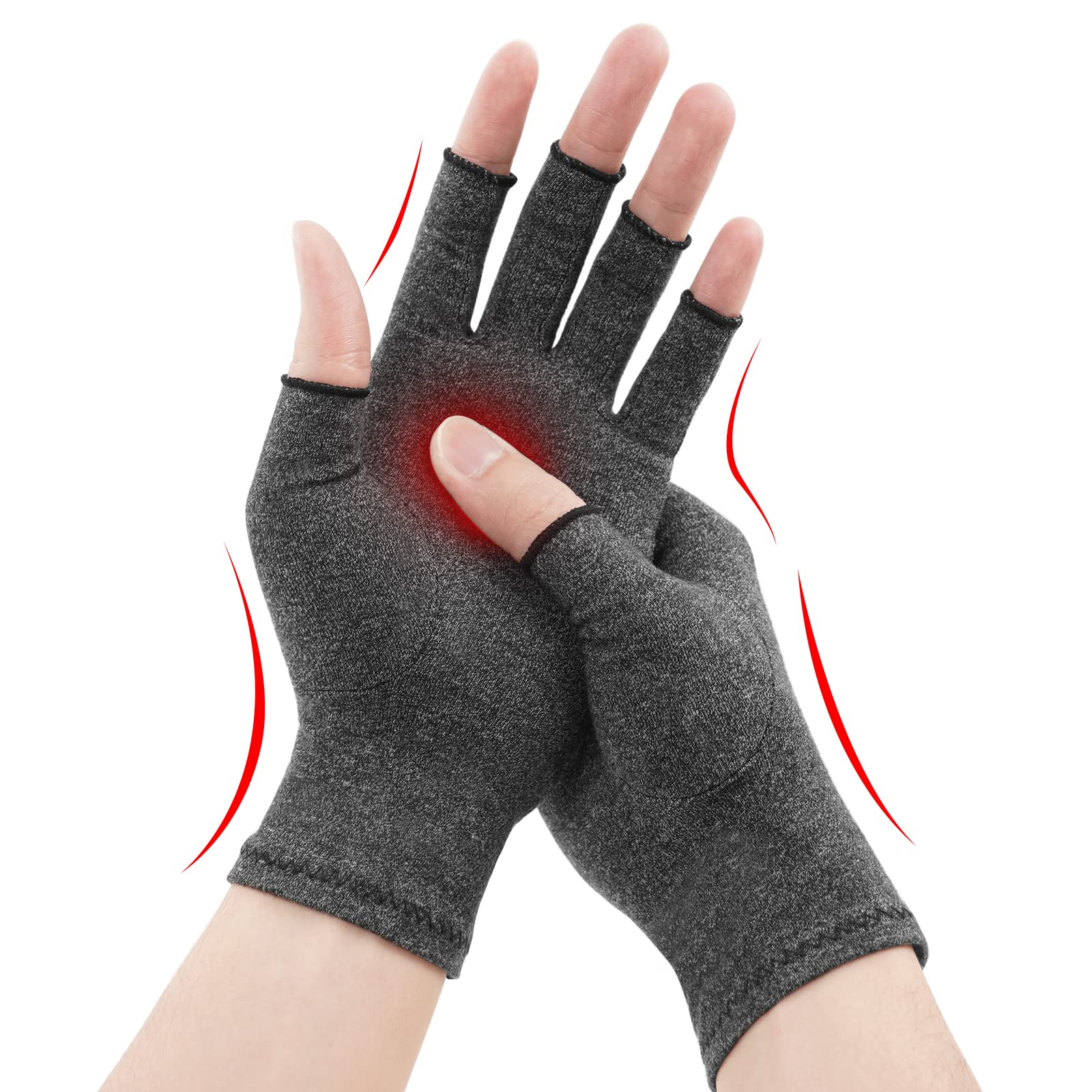 AOOWU Arthritis Gloves for Women Men, Arthritis Pain Relief Gloves Fingerless Gloves Hand Warmers Gloves Carpal Tunnel Rheumatiod Tendonitis Fingerless Hand Thumb Compression Gloves Mother Gifts-L