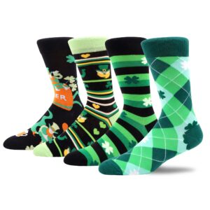 MAKABO Women's St. Patricks Day Couple Green Cotton Crew Multi 4 Pair Pack