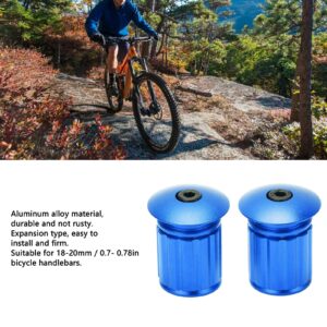 Aluminum Bike Handlebar End Plugs, 1 Pair Blue Expanding Locking Bar End Caps Bike Bar Ends for Road Mountain Bike Folding Bike