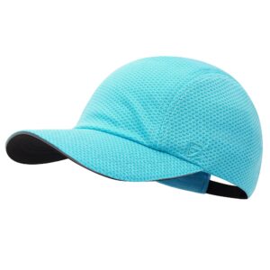 gadiemkensd women's lightweight running hat breathable summer cap womens quick dry sports hat with reflective brim ponytail hats for golf hiking tennis workout gym sky blue