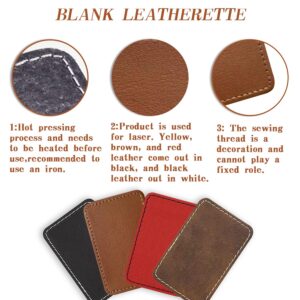 60 Pieces Light Brown-Black Leather Hat Patches for Laser Engraving with Heat Press/Transfer Adhesive Iron-on Blank Rectangle Laserable Engrave Faux Leather Supplies(3 inch×2 inch)