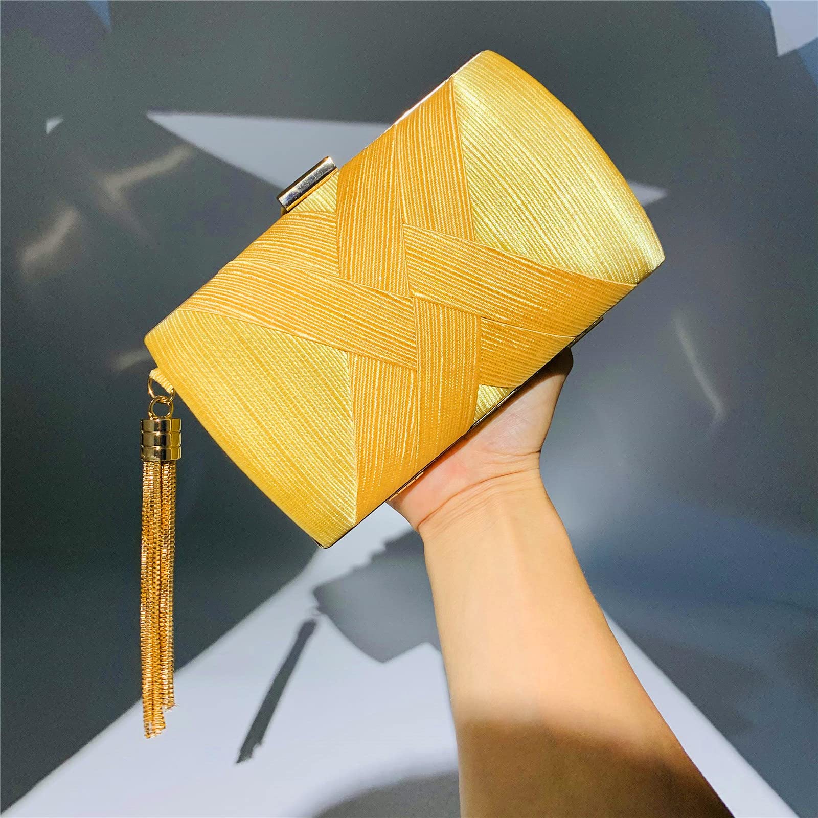 Women's Elegant Tassel Pendant Silk Evening Bag Clutch Purse for Bride Wedding Prom Night Out Party (Blue)