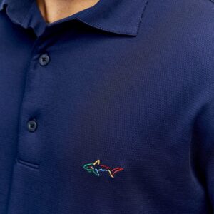 Greg Norman Men's Long Sleeve Performance Polo | Men's Long Sleeve Advantage Golf Polo Shirt - Navy Medium