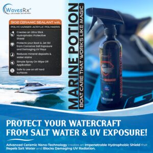 WavesRx 18" Beach Spike Sand Anchor + Ceramic Sealant Spray Wax (AquaShield) I Securely Anchor Your Boat or Jet Ski in Shallow Water Near Beach or Sandbar + Ultra Slick Hydrophobic Coating with Silico