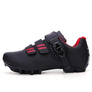 Prodkfe Unisex Outdoor Sports Cycling Shoes MTB/Mountain Men's Bike Shoes SPD Women's Compatible with 2-Bolt Cleats Black/Red 42EU