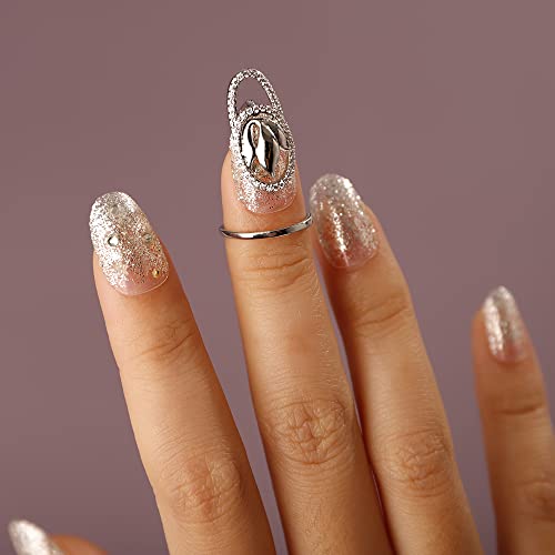 Rumtock Statement Fingernail Ring Punk Finger Tip Manicure 18K Plated Silver Kunckle Ring for Women Girls