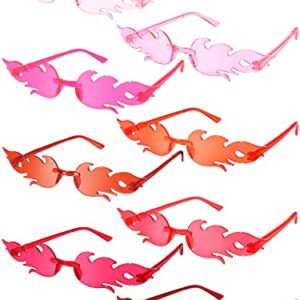 EBOOT 8 Pairs Fire Flame Glasses Rimless Fire Flame Sunglasses for Women Men Summer Beach Wedding Accessory (Bright Color)