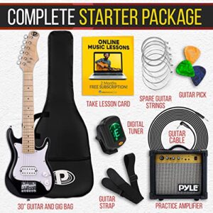 Pyle Kids Electric Guitar Starter Kit with Amplifier, 30” Mini Instrument w/ 10W Amp & Complete Accessories, PEGKT30 Black