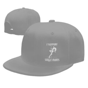 fwoeqiz I-Support-Single-Moms Hats Flat Bill Brim Gray Adjustable Baseball Cap Dancing Hip Hop Trucker Hat for Men Women