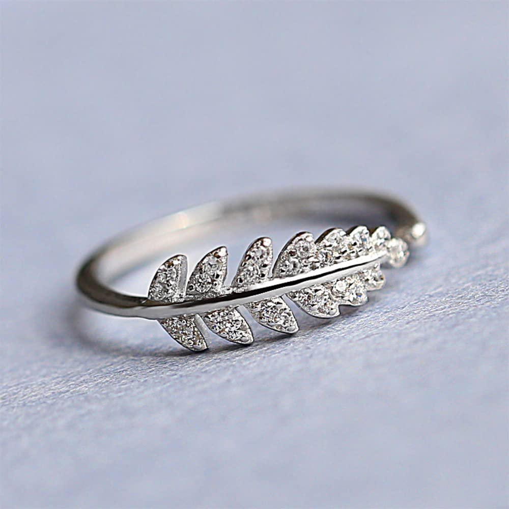 rgwtgkyh Double Leaf Wrap Rings for Women Dainty Zircon Rings Adjustable Hypoallergenic (salix leaf-silver, Adjustable)