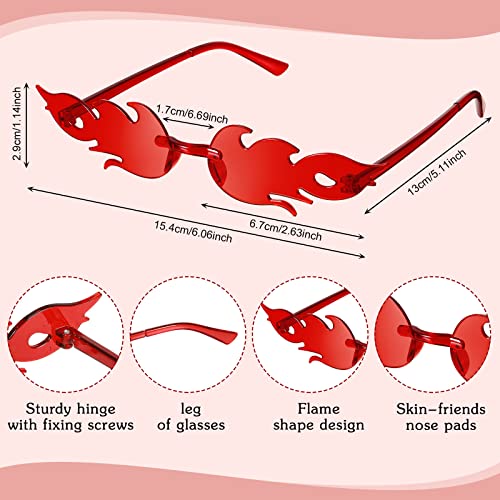 EBOOT 8 Pairs Fire Flame Glasses Rimless Fire Flame Sunglasses for Women Men Summer Beach Wedding Accessory (Bright Color)