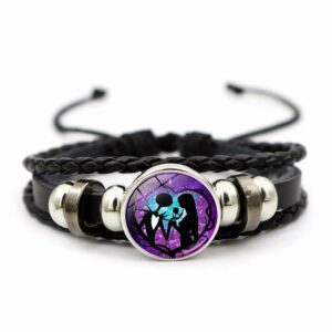 jack and sally nightmare before christmas beaded adjustable hand woven leather bracelet braided punk chain cuff moonlit confession jewelry inspired couple matching bracelets promise engagement