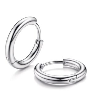 milacolato g23 titanium hoop earrings implant grade hypollergenic small huggie hoop earrings hinged sleeper cartilage earrings for women men silver 8mm