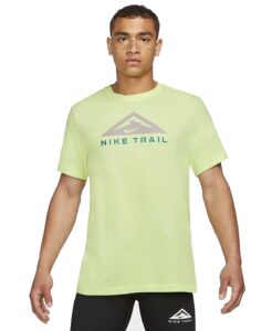 nike dri-fit short-sleeve trail running t-shirt (do2276-736) lime, size: m