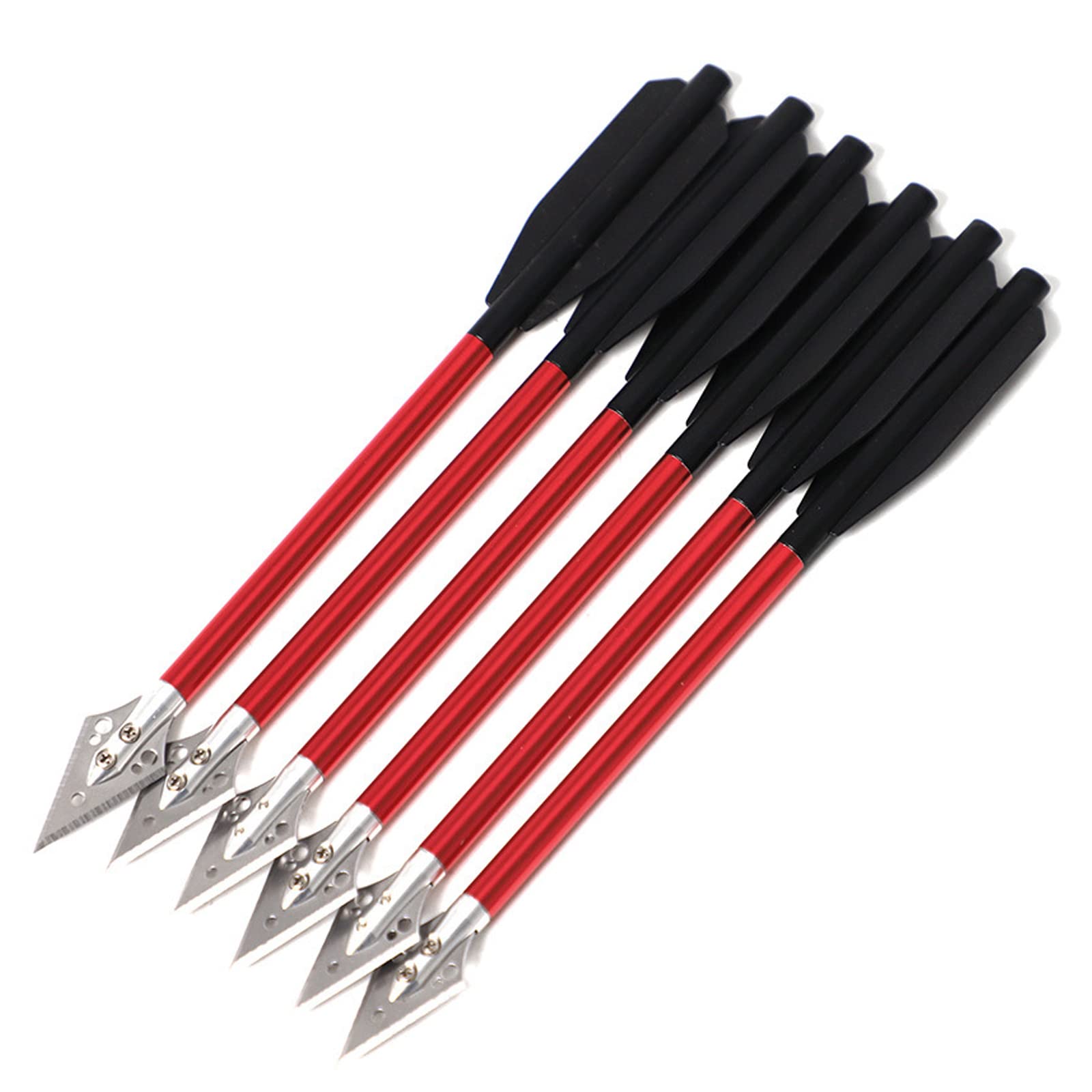 6.25 Inch Aluminum Crossbow Bolts Set with Sharp Metal Tip 50-80LB Mini Archery Crossbow Arrows for Shooting Target Practice Small Hunting Game (12pcs, Red)